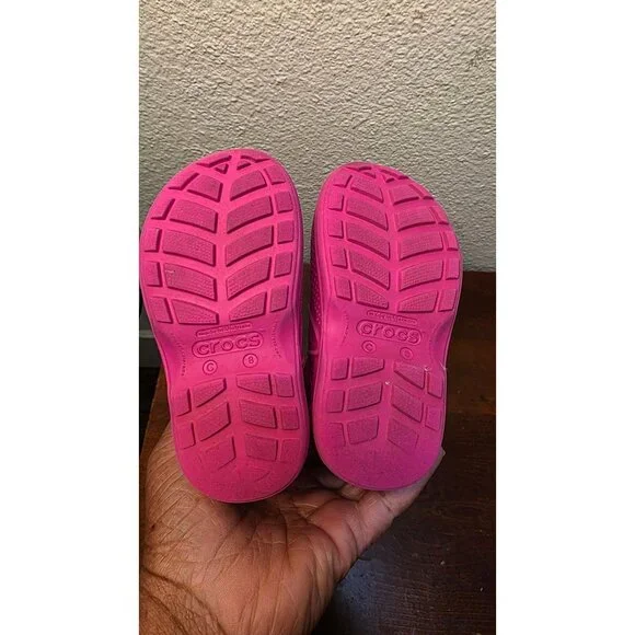 Crocs Kids Handle It Pink Rain Boots Size C8 Durable & Lightweight Waterproof Sh - Picture 5 of 6